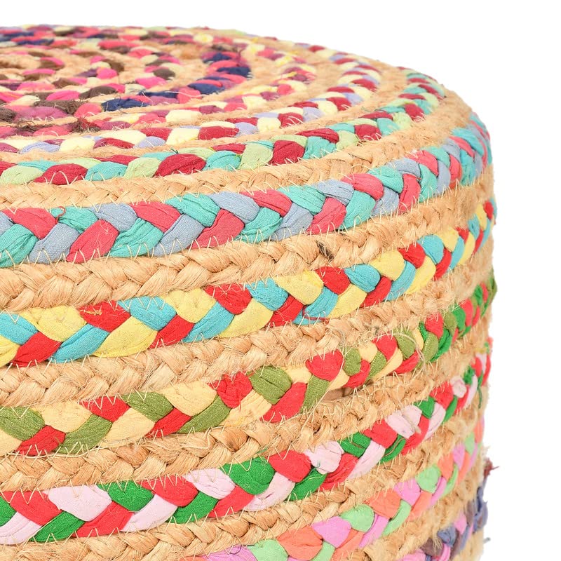 Jute Wooden Frame Round Ottoman
